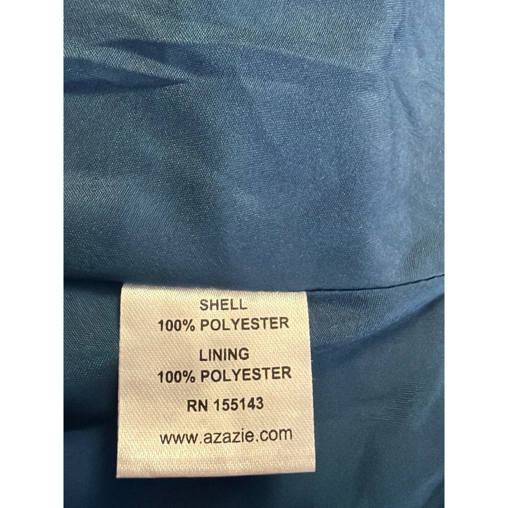 Azazie Nahrin Blue Chiffon V-Neck Open Back Pleated Maxi Bridesmaid Dress Size 4 - Picture 6 of 7